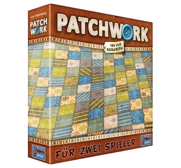 Patchwork tweespelers strategisch bordspel doos, met patchwork patroon omslag